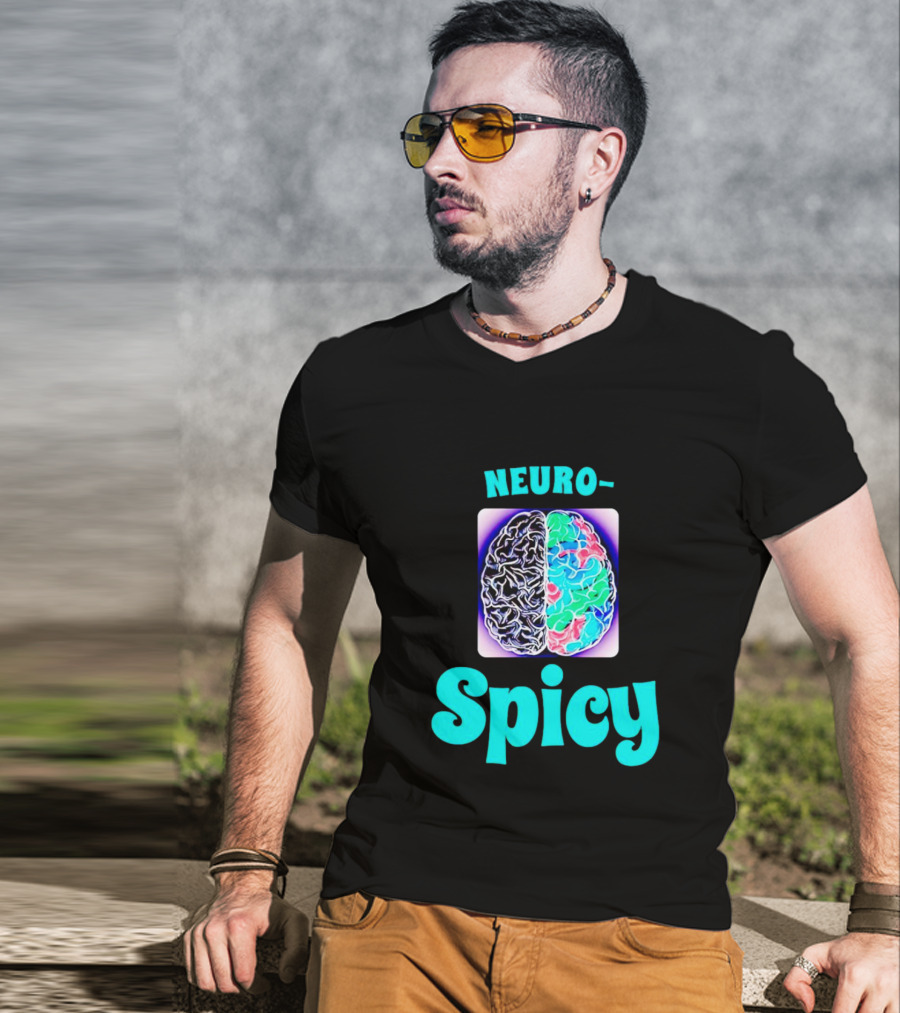 Neuro-Spicy Brains Vibrant Colorful Brain T-Shirt