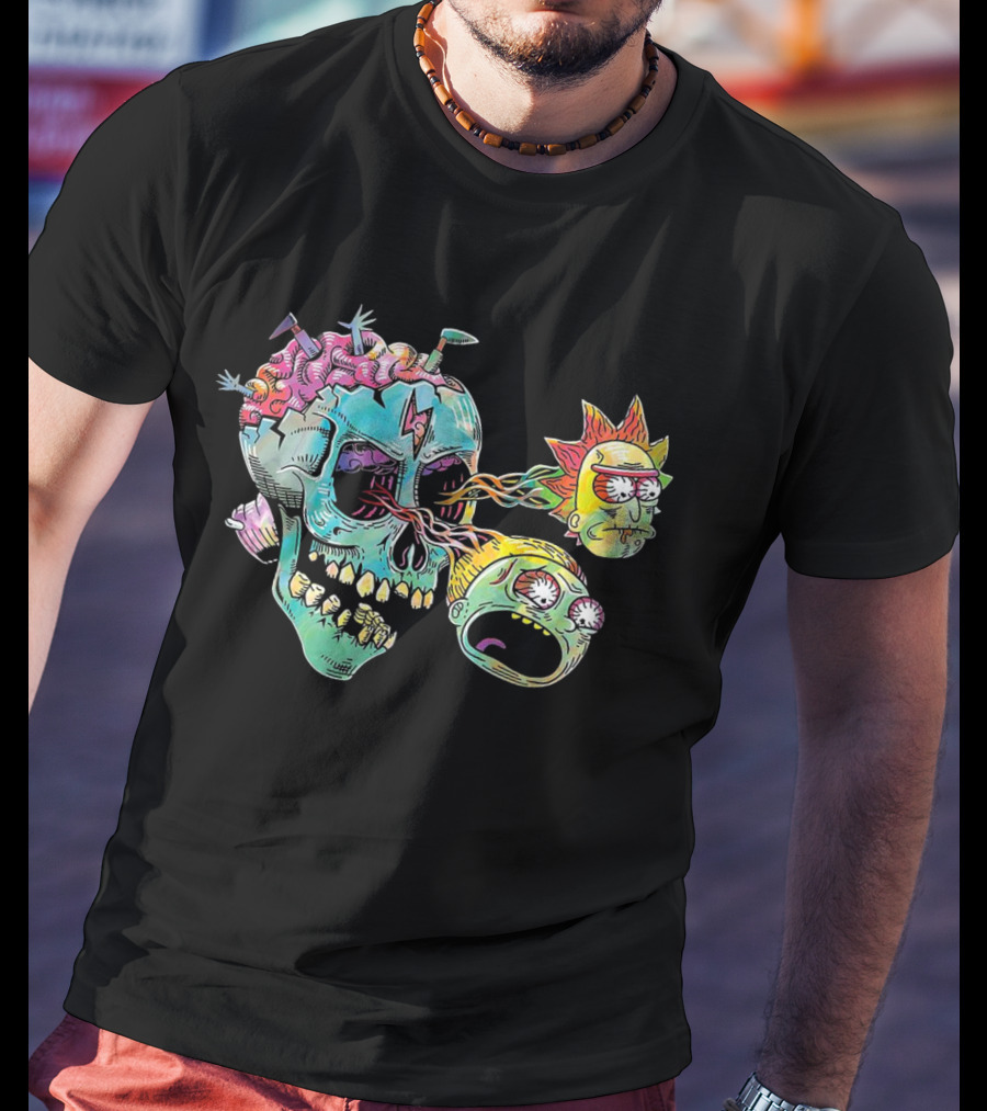 Eyeball Skull Rick And Morty Trippy Surreal Brain Explosion T-Shirt
