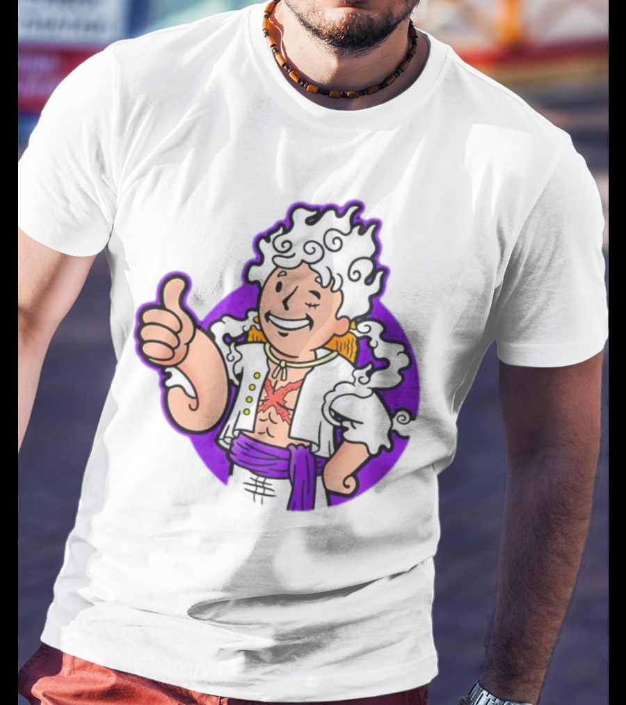 Luffy Sun God Boy Nika One Piece Vault Boy Mashup T-Shirt