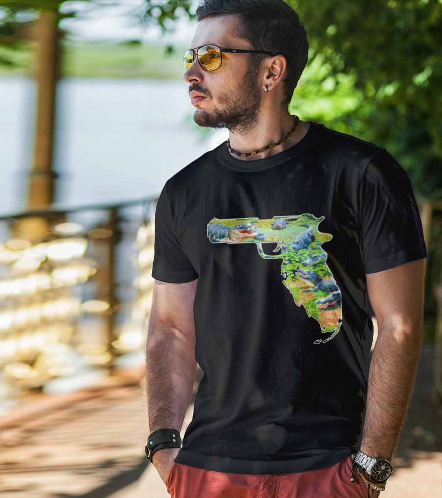 Florida Alligator Shape Gun T-Shirt