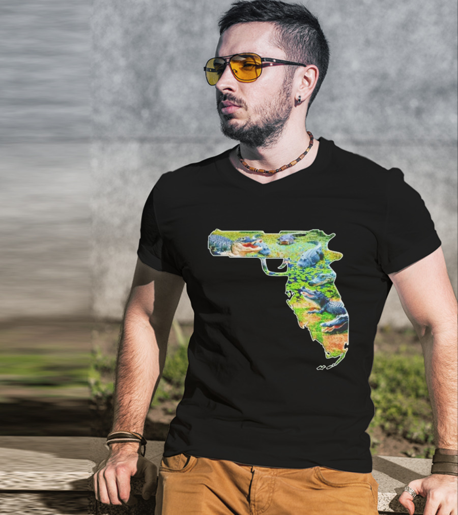Florida Alligator Shape Gun T-Shirt