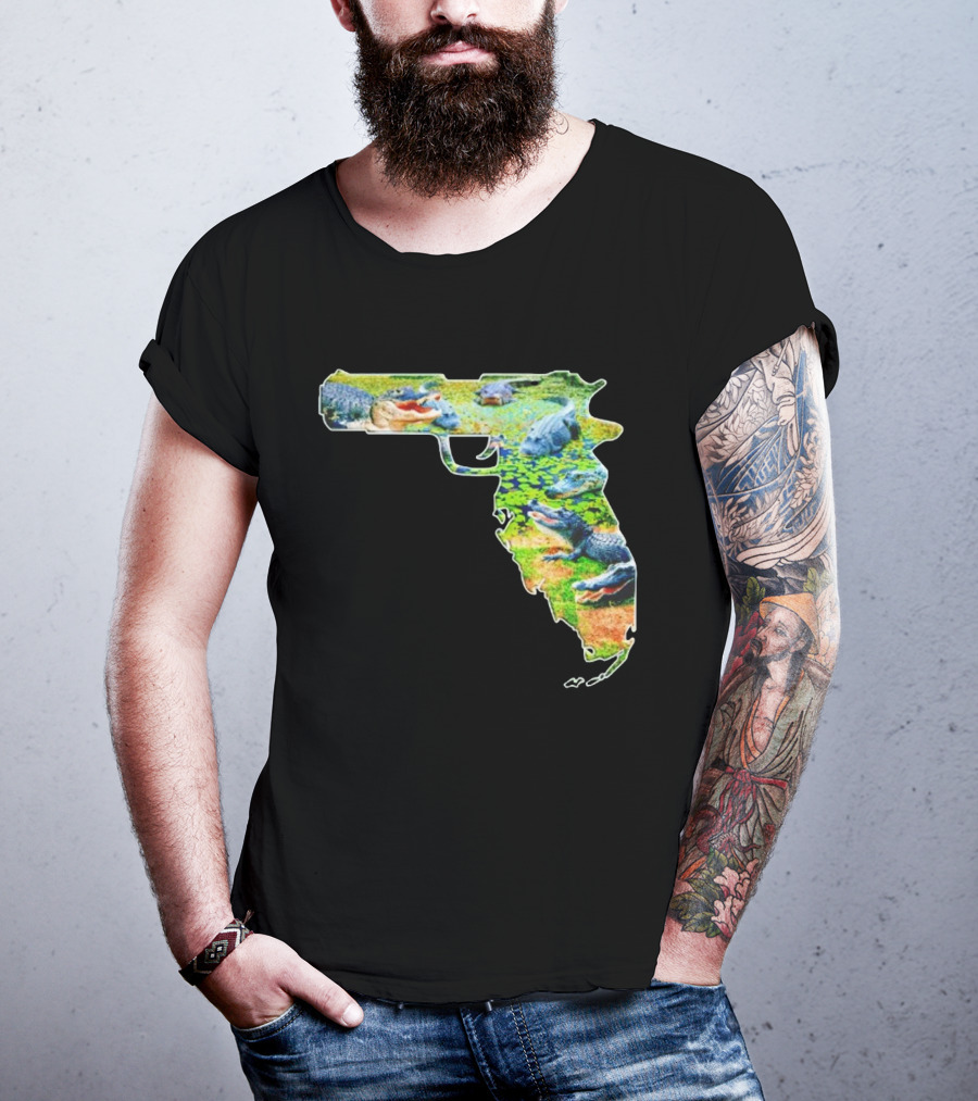 Florida Alligator Shape Gun T-Shirt