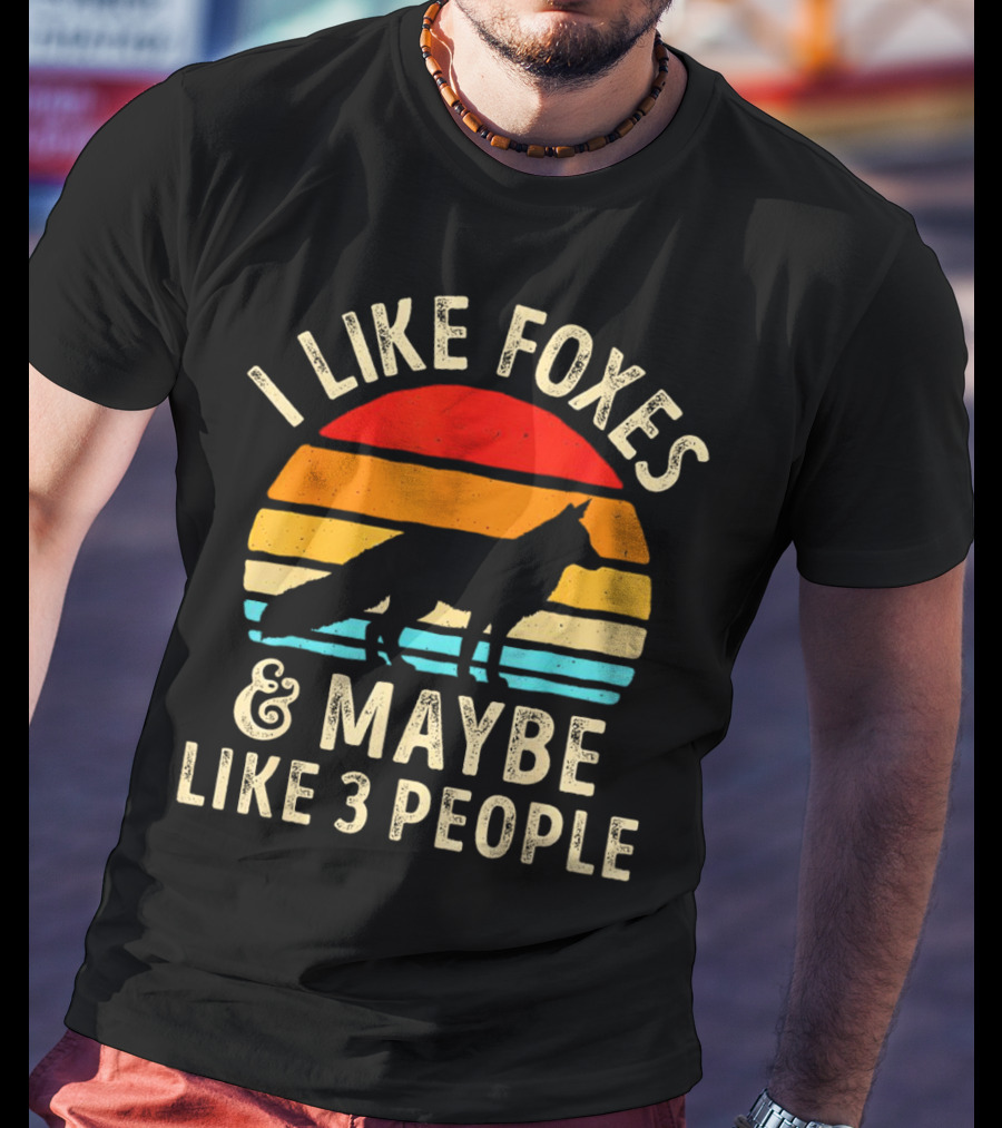 I Like Foxes And Maybe Like 3 People Vintage Sunset T-Shirt