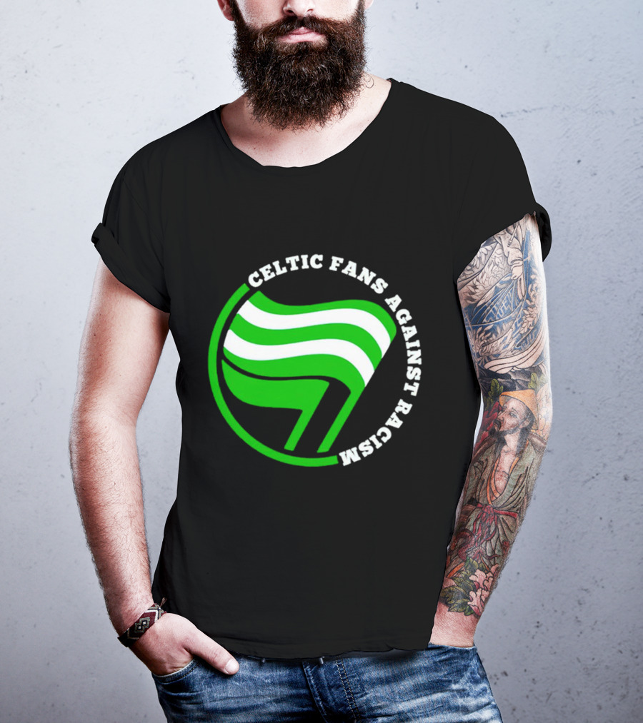 Celtic Fans Against Racism Green And White Flag T-Shirt