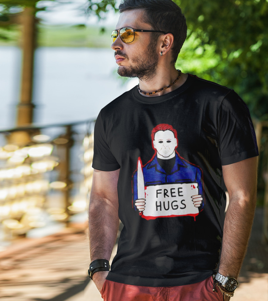 Free Hugs Michael Myers Knife Halloween Horror T-Shirt