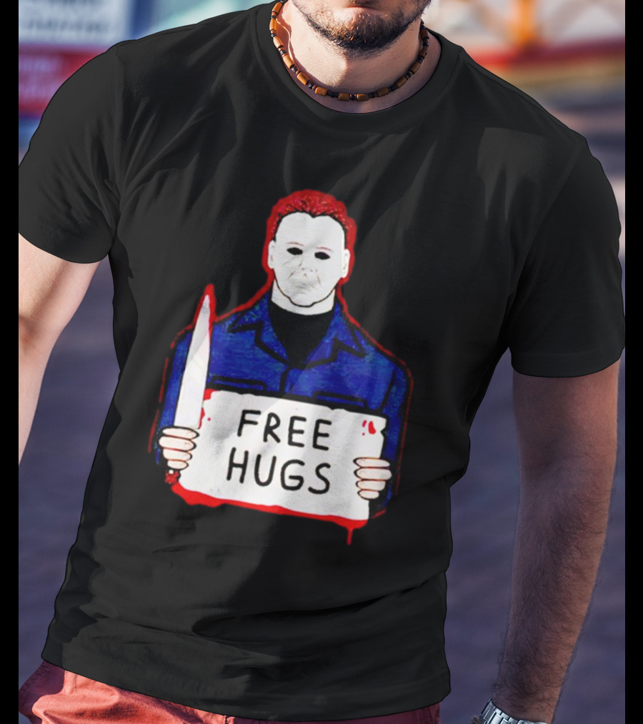 Free Hugs Michael Myers Knife Halloween Horror T-Shirt