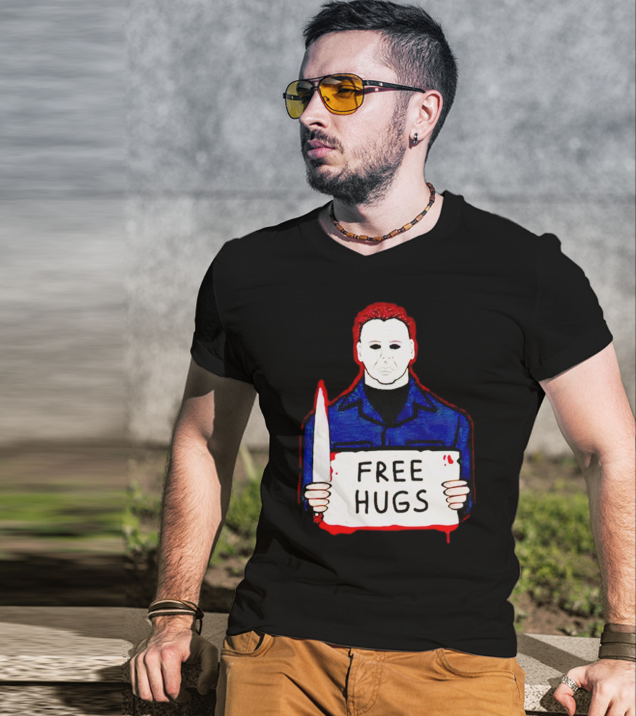 Free Hugs Michael Myers Knife Halloween Horror T-Shirt