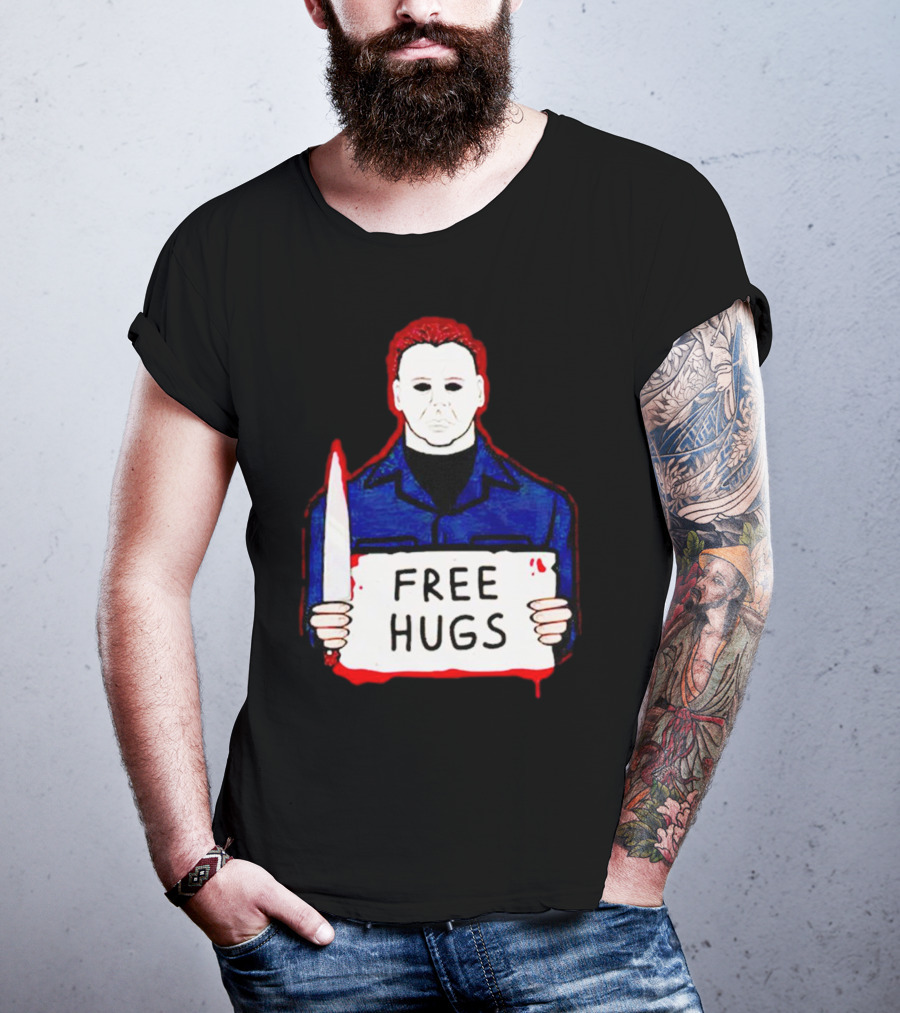 Free Hugs Michael Myers Knife Halloween Horror T-Shirt