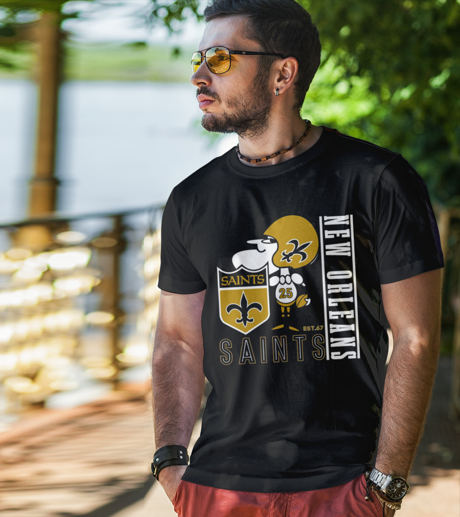 New Orleans Saints Est.67 Mascot With Shield And Fleur-de-Lis T-Shirt