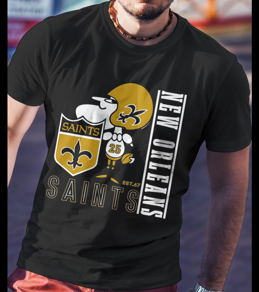 New Orleans Saints Est.67 Mascot With Shield And Fleur-de-Lis T-Shirt