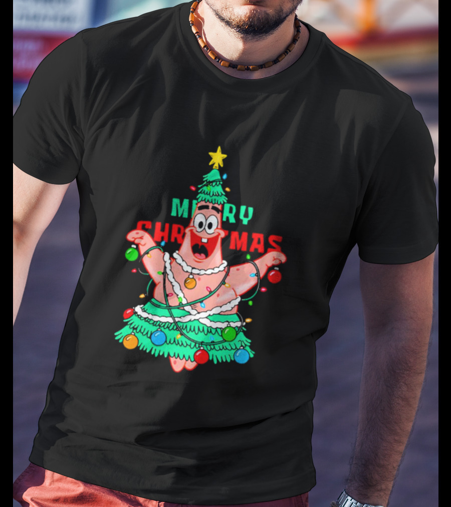 Merry Christmas Patrick Tree Holiday Lights T-Shirt