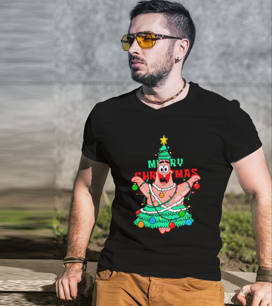 Merry Christmas Patrick Tree Holiday Lights T-Shirt