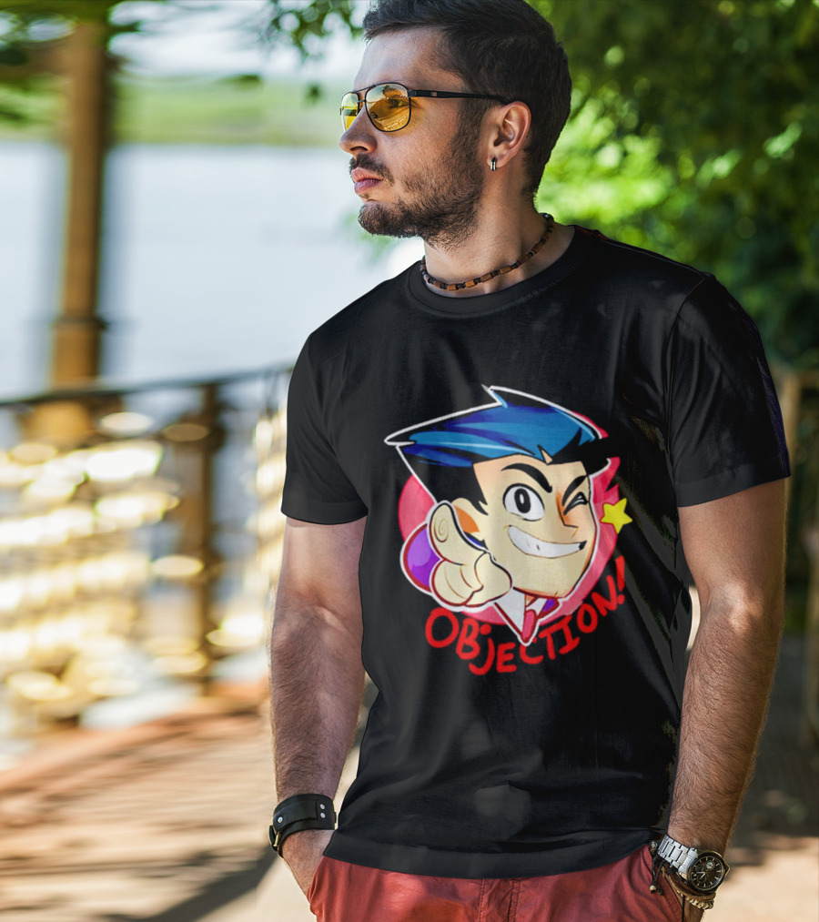 Phoenix Wright Ace Attorney Objection Winking Pose T-Shirt