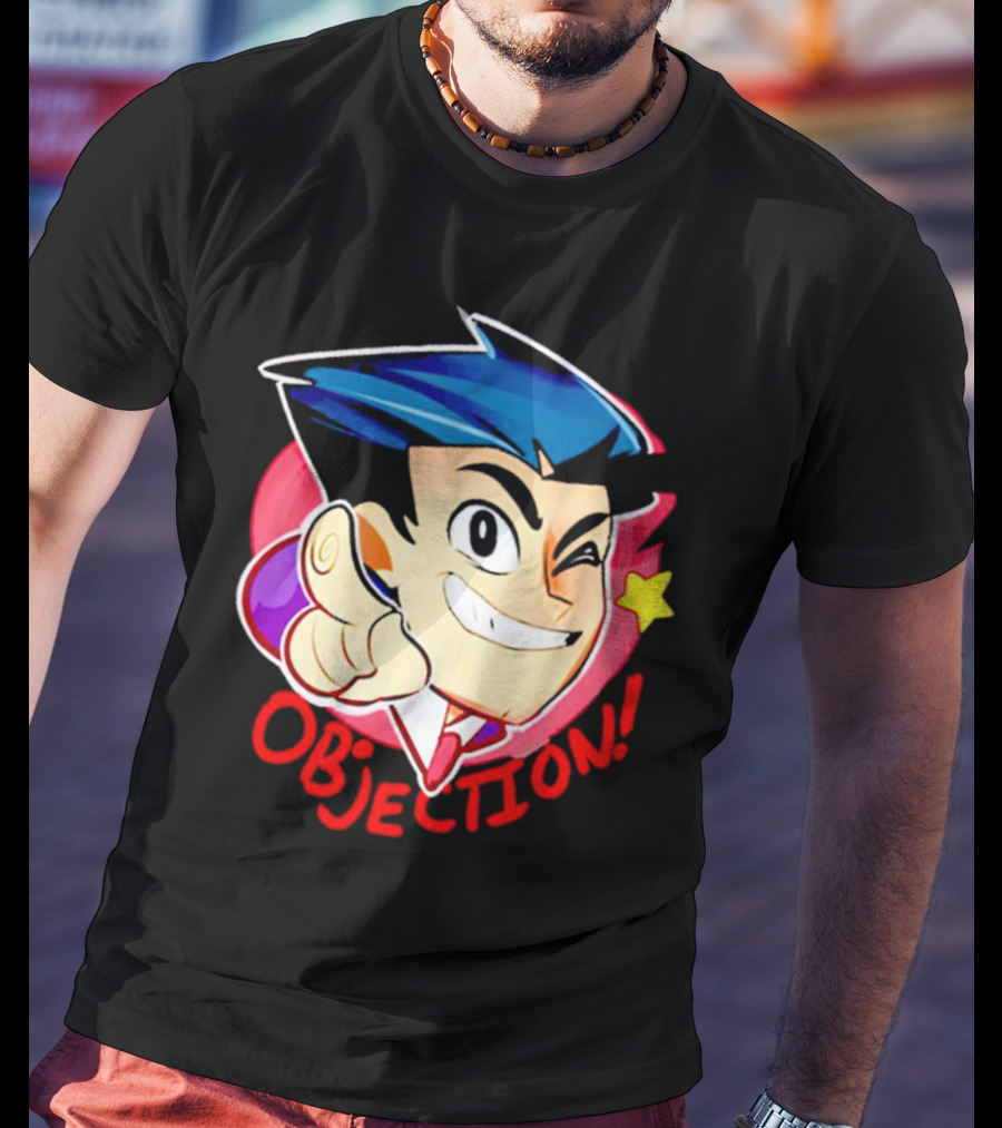 Phoenix Wright Ace Attorney Objection Winking Pose T-Shirt