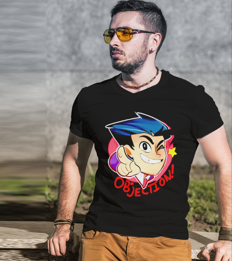 Phoenix Wright Ace Attorney Objection Winking Pose T-Shirt