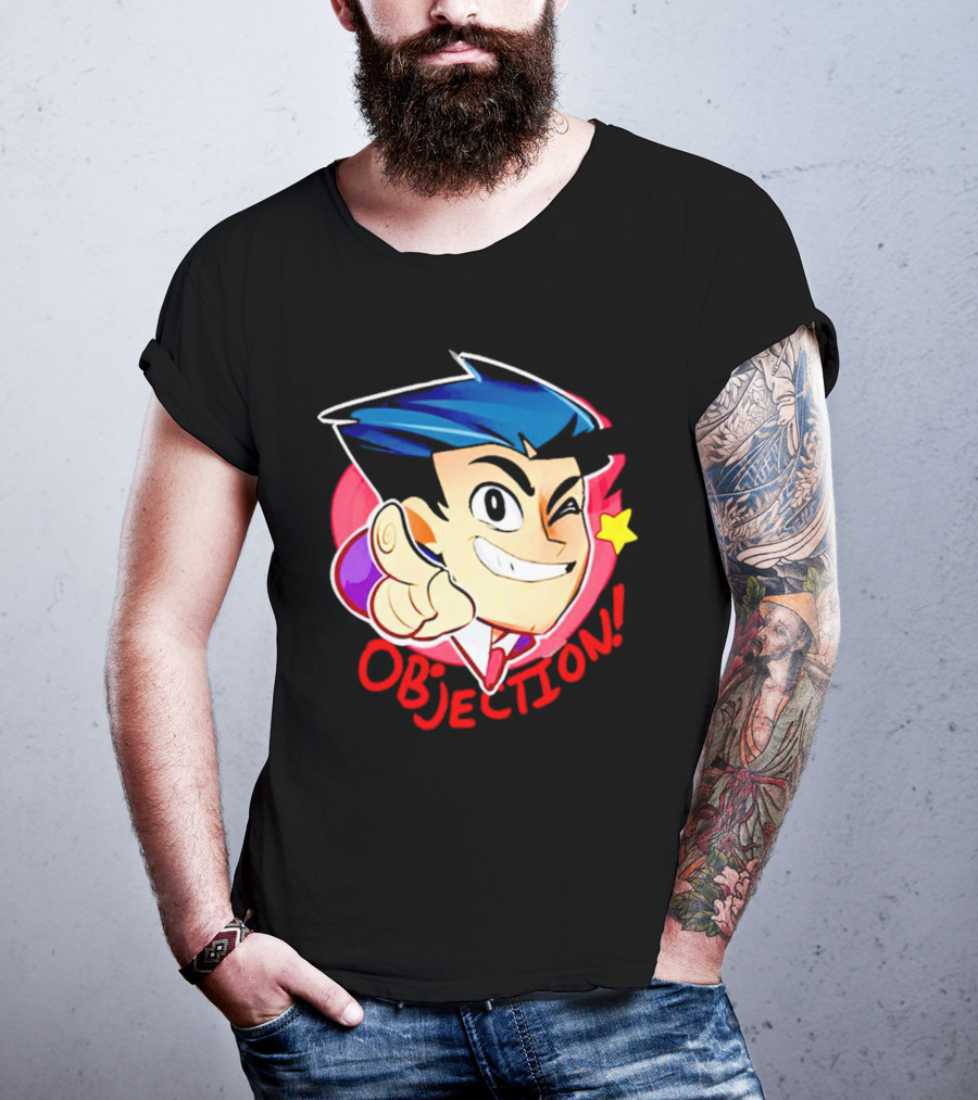 Phoenix Wright Ace Attorney Objection Winking Pose T-Shirt