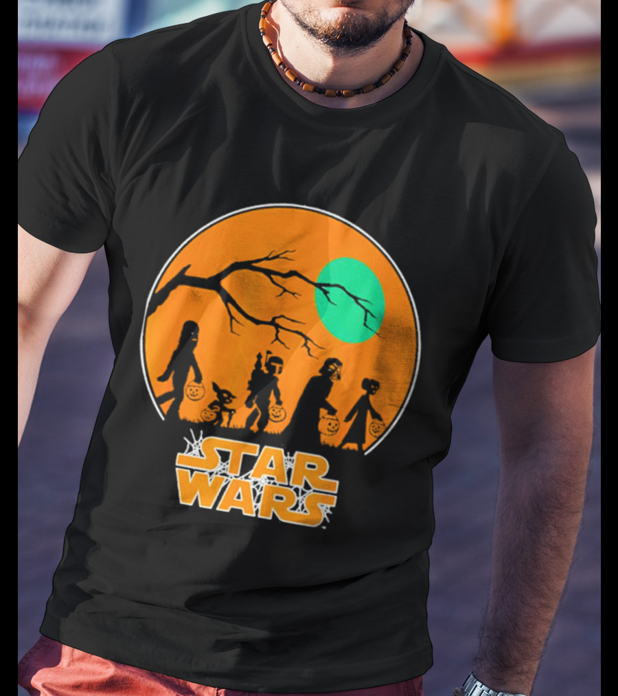Star Wars Halloween Trick-or-Treating Silhouette Moon T-Shirt