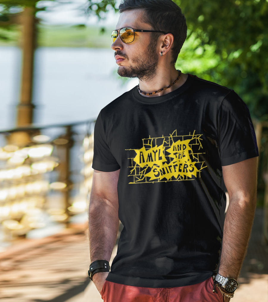 Amyl And The Sniffers Yellow Brick Wall Burst T-Shirt
