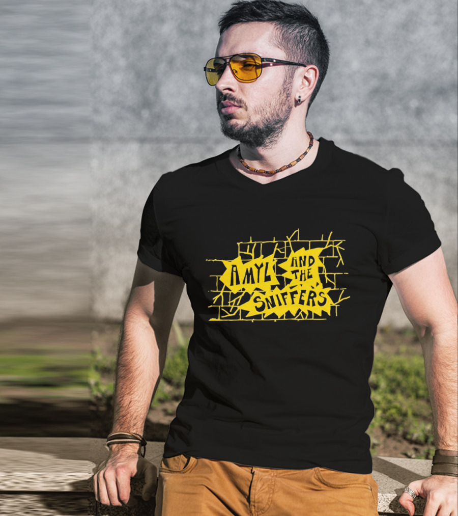 Amyl And The Sniffers Yellow Brick Wall Burst T-Shirt