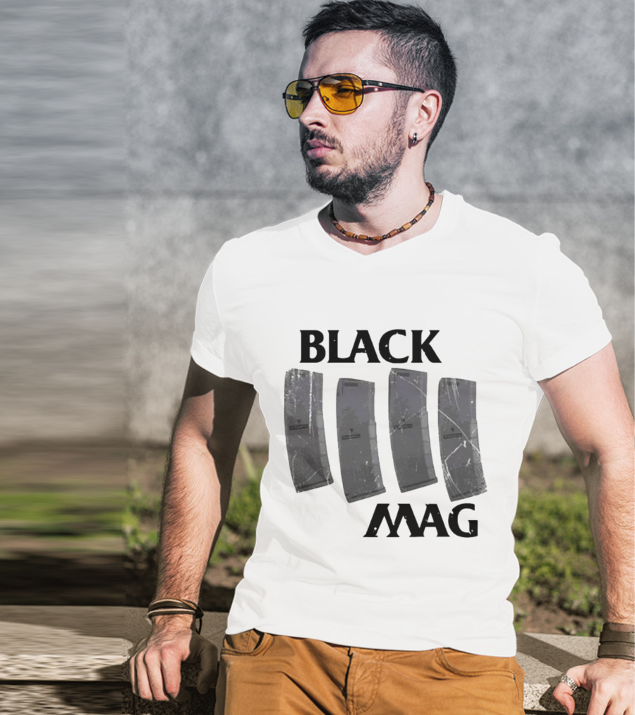 BLACK MAG Scratched And Weathered Magazines T-Shirt