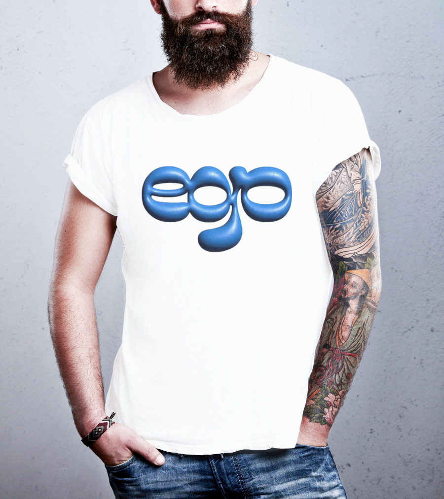 Ego Logo Blue Text T-Shirt