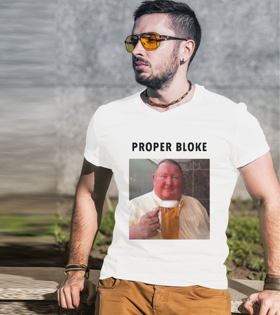 Proper Bloke Holding Beer With Contented Expression T-Shirt