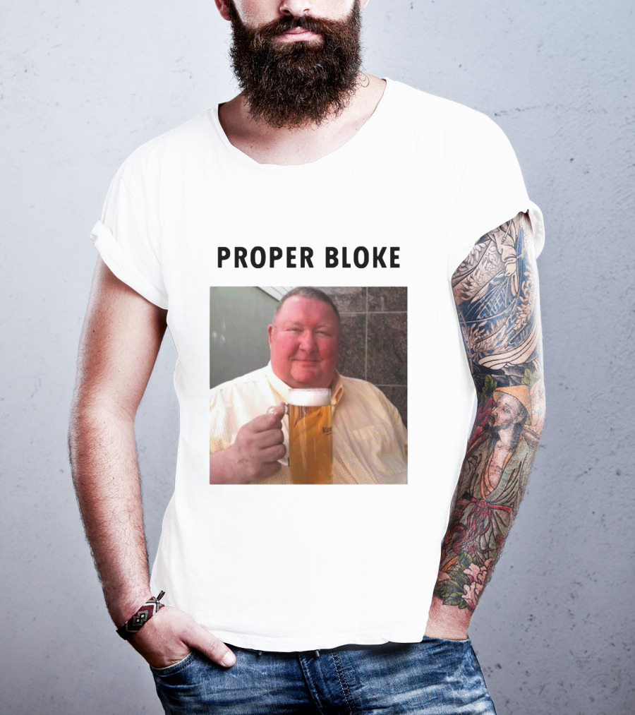 Proper Bloke Holding Beer With Contented Expression T-Shirt
