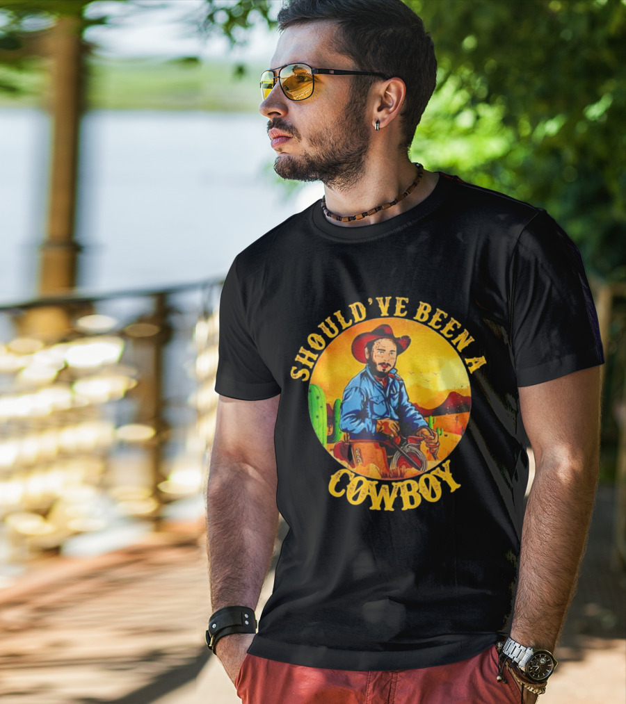 Should’ve Been A Cowboy Vintage Desert Scene With Cactus And Mountains T-Shirt