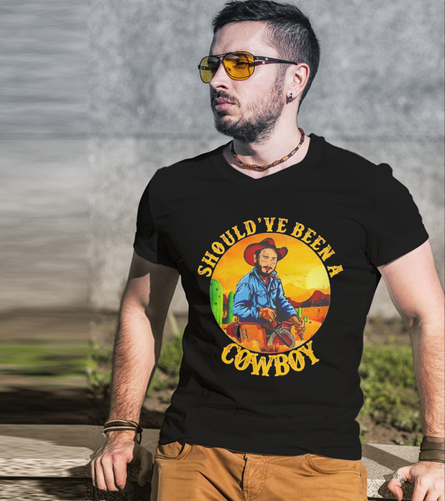 Should’ve Been A Cowboy Vintage Desert Scene With Cactus And Mountains T-Shirt