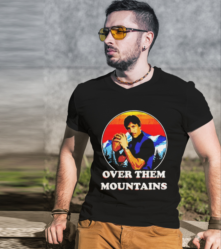Uncle Rico Over Them Mountains Vintage Retro Football Scene T-Shirt