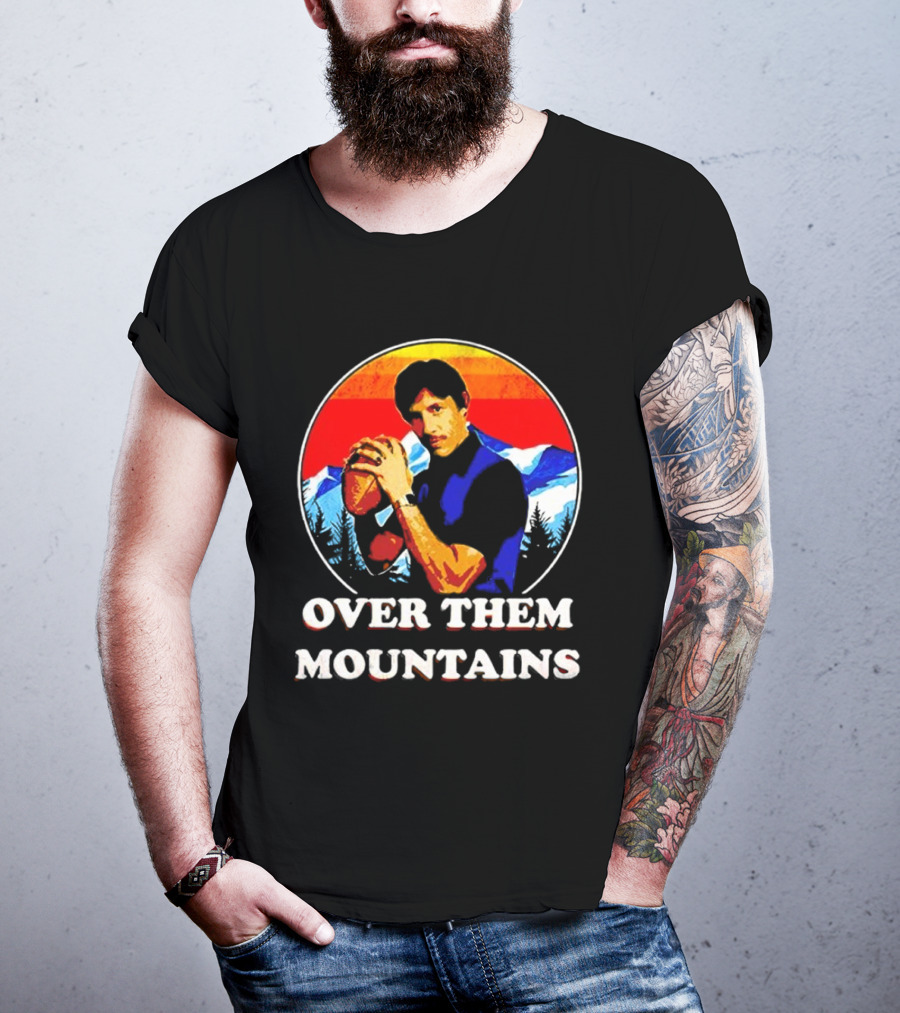 Uncle Rico Over Them Mountains Vintage Retro Football Scene T-Shirt