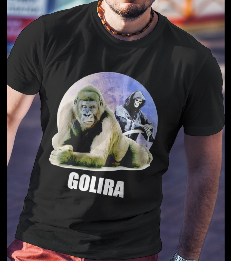 Gorilla With Grim Reaper In Cosmic Golira Scene T-Shirt