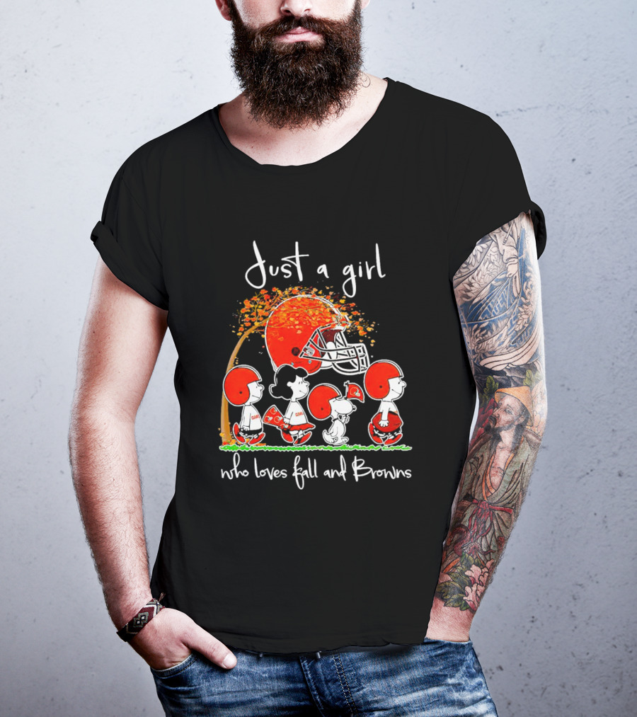 Just A Girl Who Loves Fall And Browns Peanuts Snoopy T-Shirt