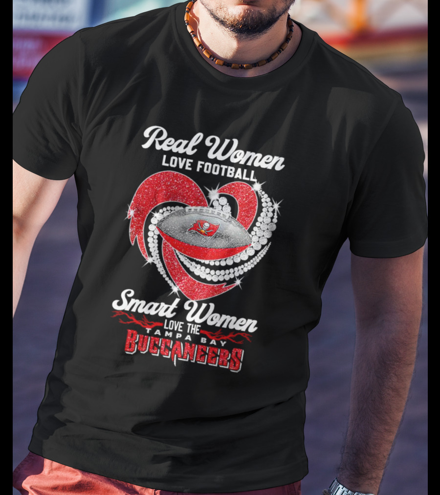 Real Women Love Football Smart Women Love The Tampa Bay Buccaneers Football Heart T-Shirt