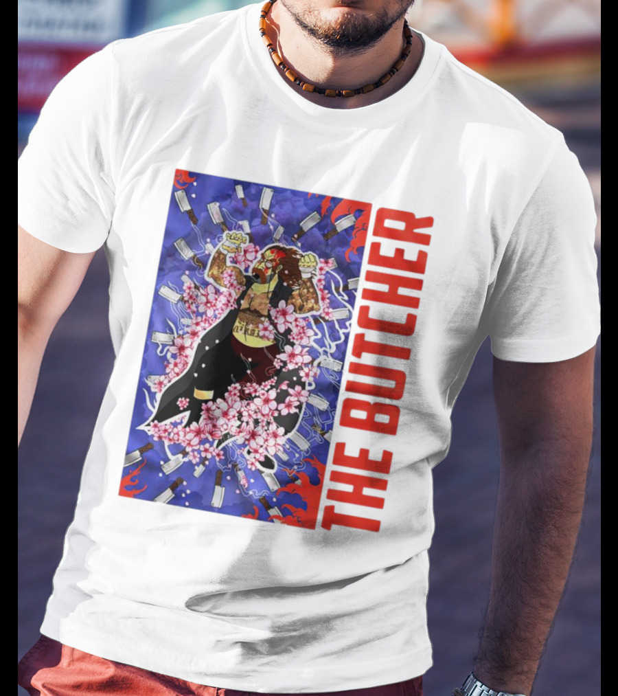 THE BUTCHER Cherry Blossom Blades Power Stance T-Shirt
