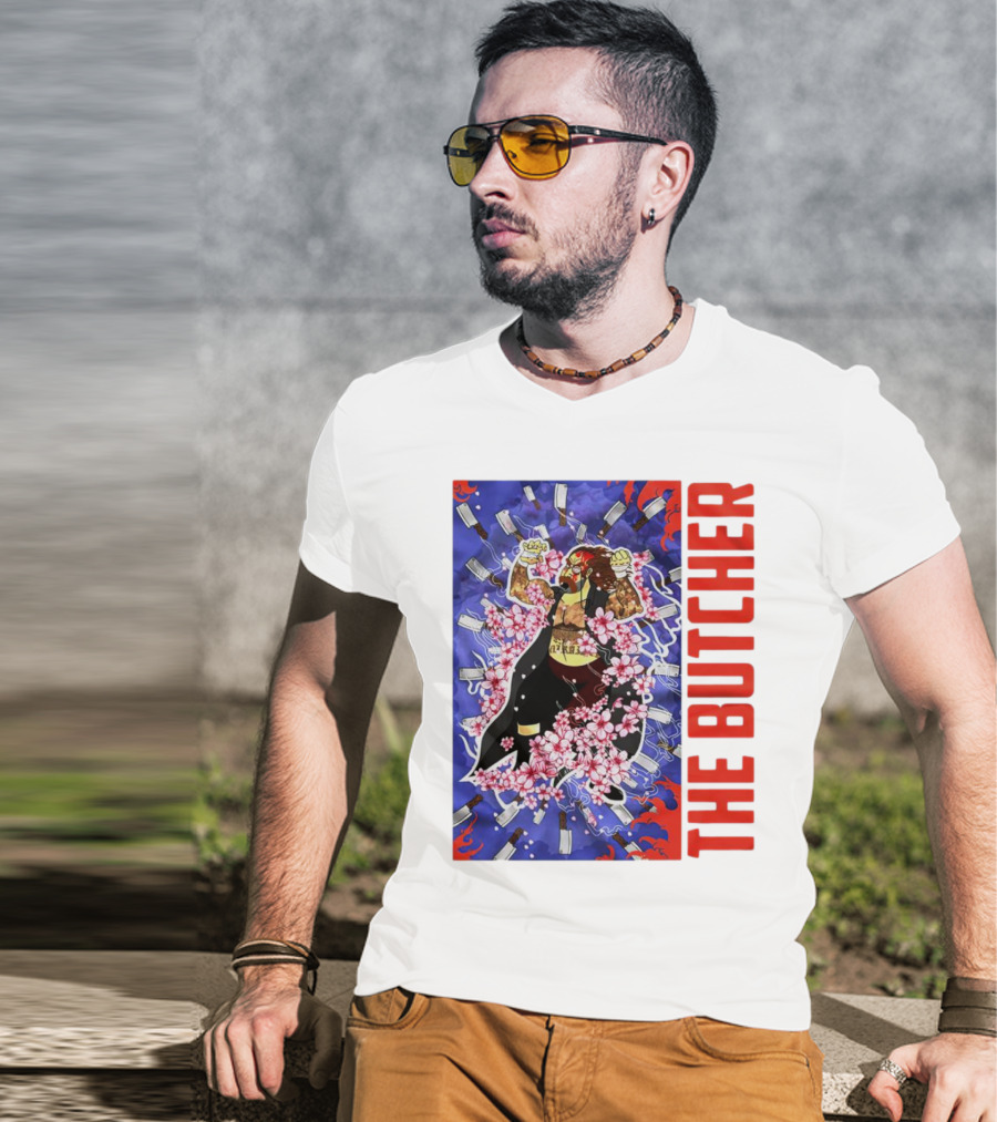 THE BUTCHER Cherry Blossom Blades Power Stance T-Shirt