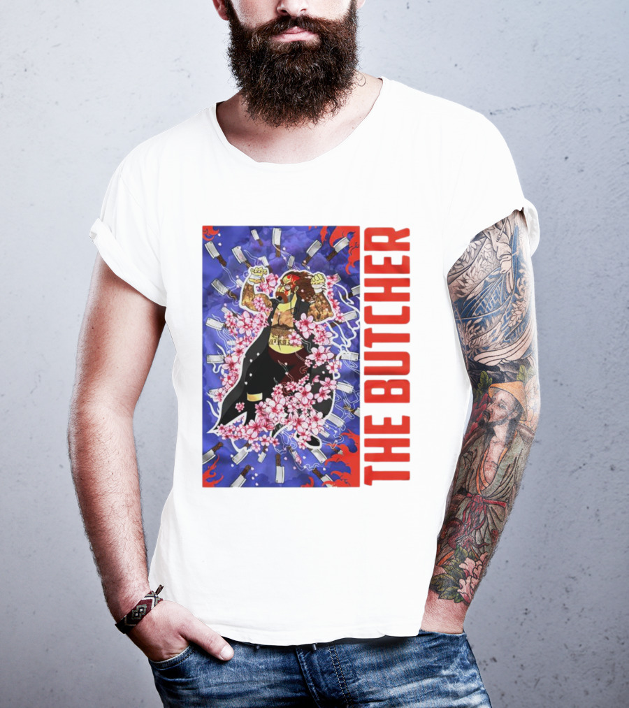 THE BUTCHER Cherry Blossom Blades Power Stance T-Shirt