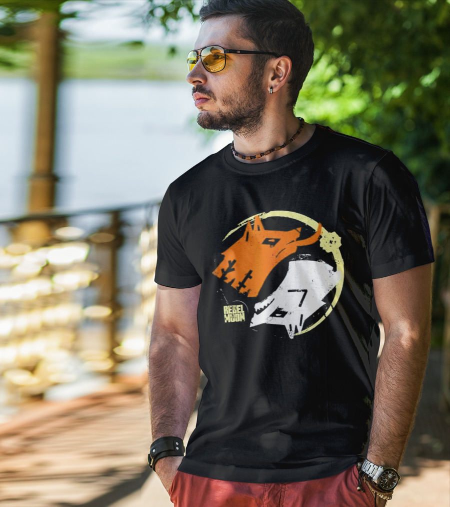 Rebel Moon Wolf Head Yin Yang T-Shirt
