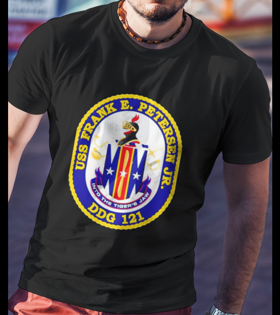 USS Frank E Petersen Jr DDG 121 Crest Into The Tiger's Jaw T-Shirt
