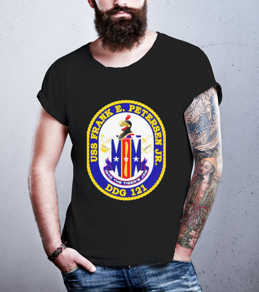 USS Frank E Petersen Jr DDG 121 Crest Into The Tiger's Jaw T-Shirt
