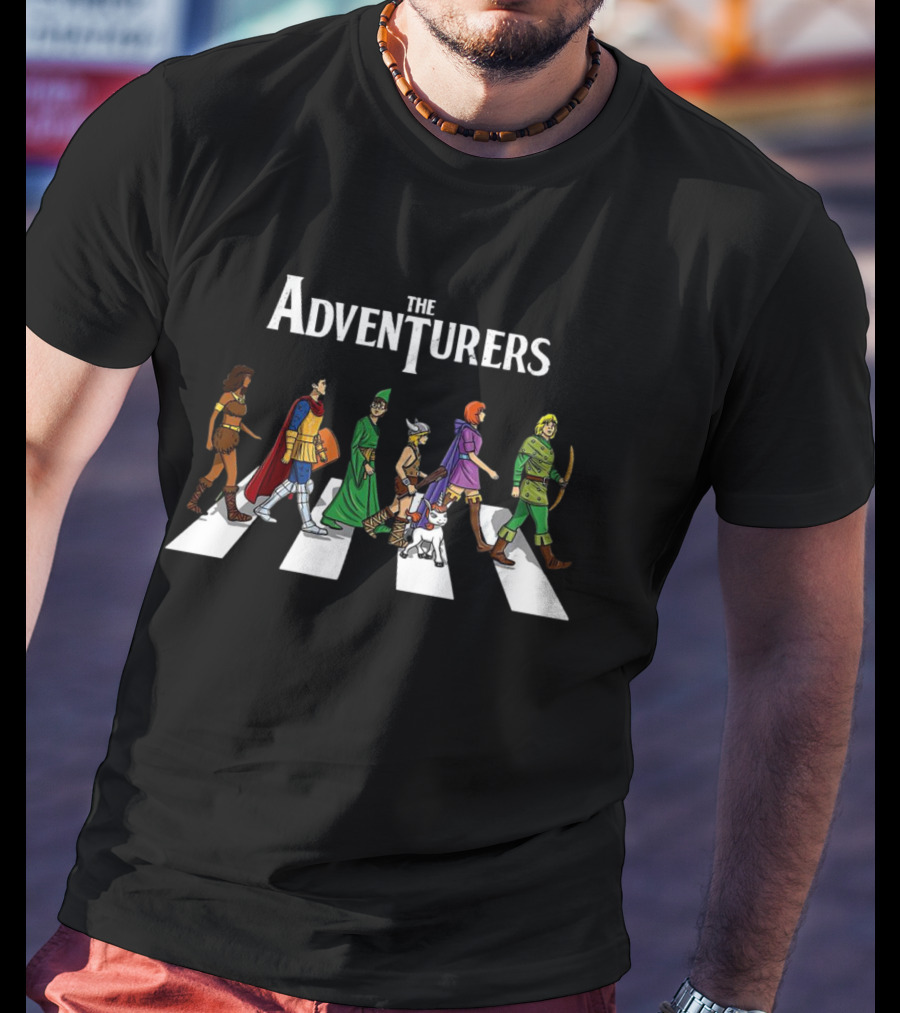 The Adventurers Dungeons And Dragons Abbey Road Characters T-Shirt