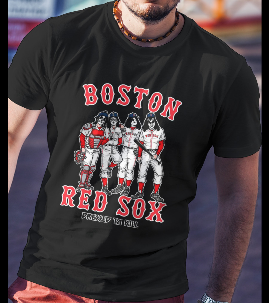 Boston Red Sox Kiss Band Members Dressed To Kill T-Shirt