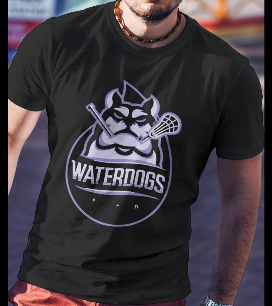 Waterdogs Lacrosse Club Logo Bulldog Lacrosse Sticks Emblem T-Shirt