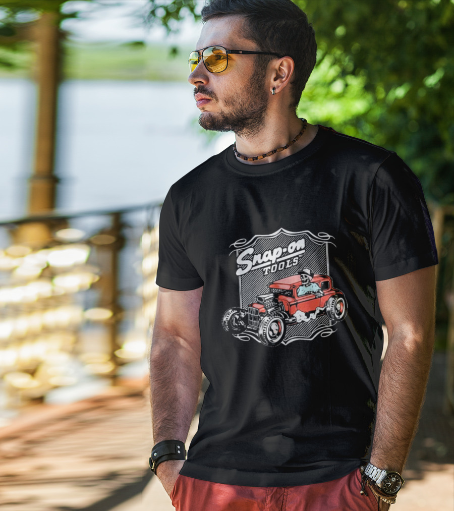 Snap-On Tools Vintage Red Hot Rod With Skeleton Driver T-Shirt