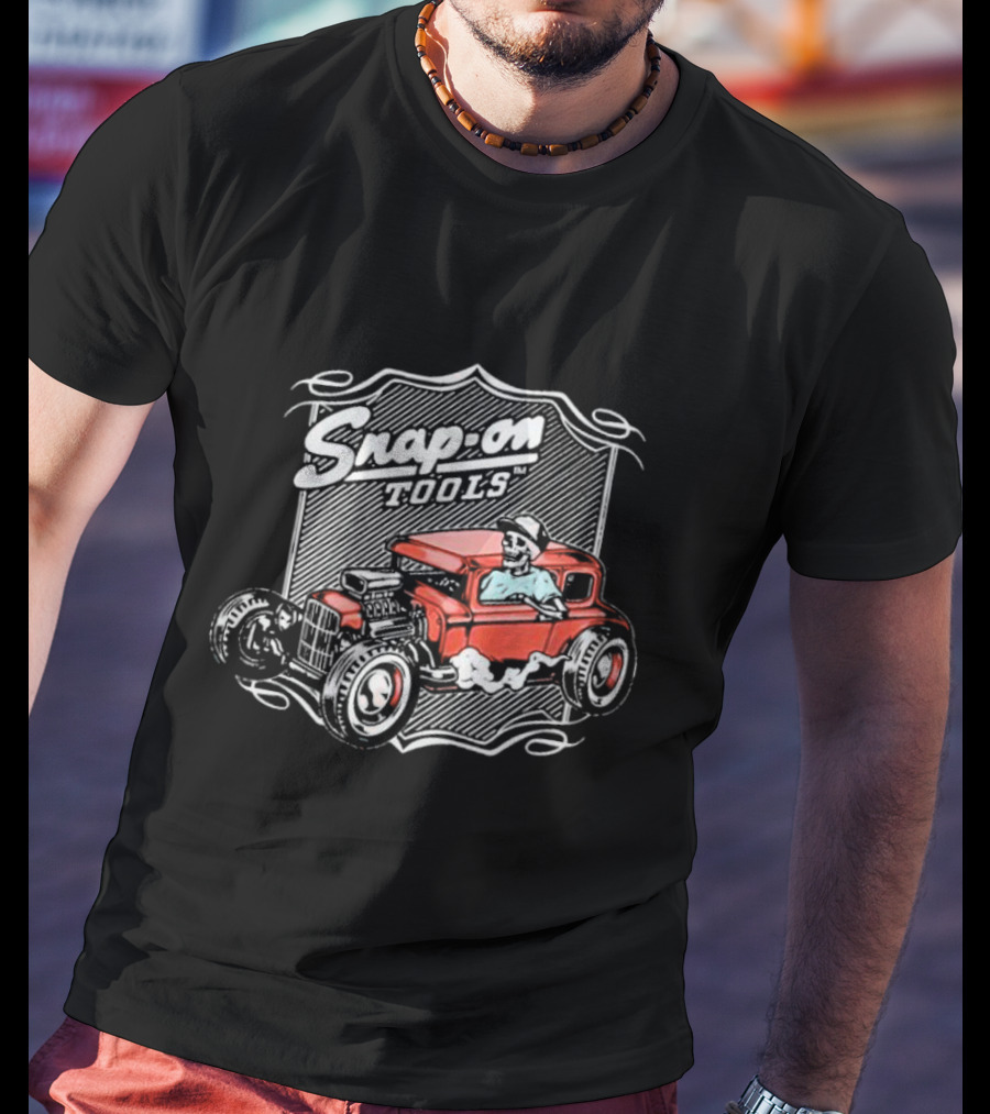 Snap-On Tools Vintage Red Hot Rod With Skeleton Driver T-Shirt