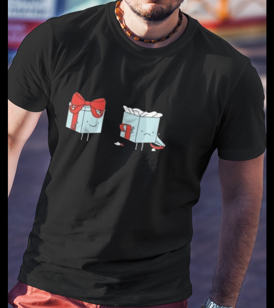Christmas Puns Cute Gift Boxes With Bow And Torn Wrapping T-Shirt