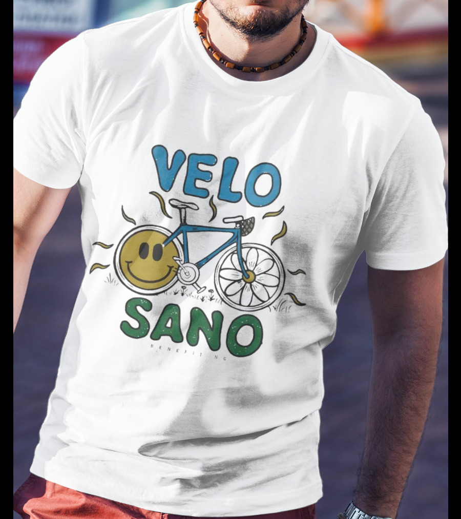 VELO SANO Yellow Smile Bike Sun Motif T-Shirt