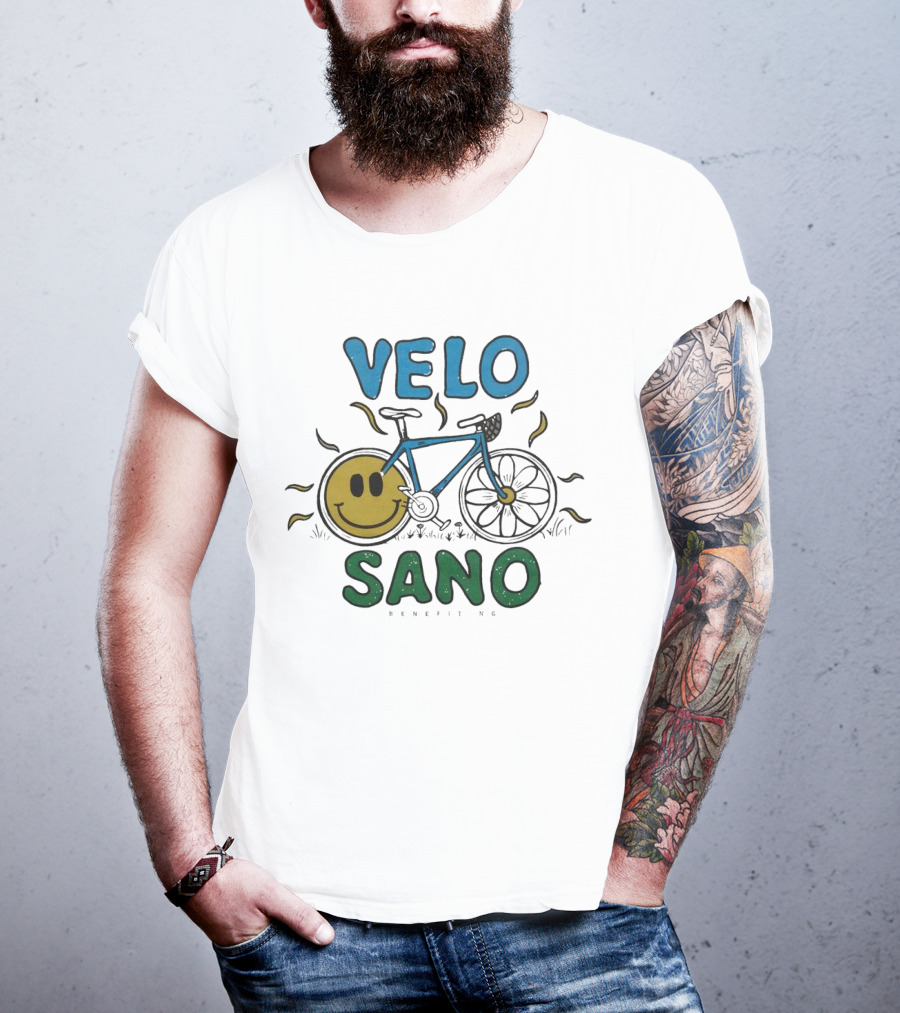 VELO SANO Yellow Smile Bike Sun Motif T-Shirt