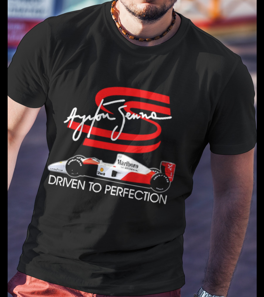 Ayrton Senna Driven To Perfection Marlboro Racing Car T-Shirt