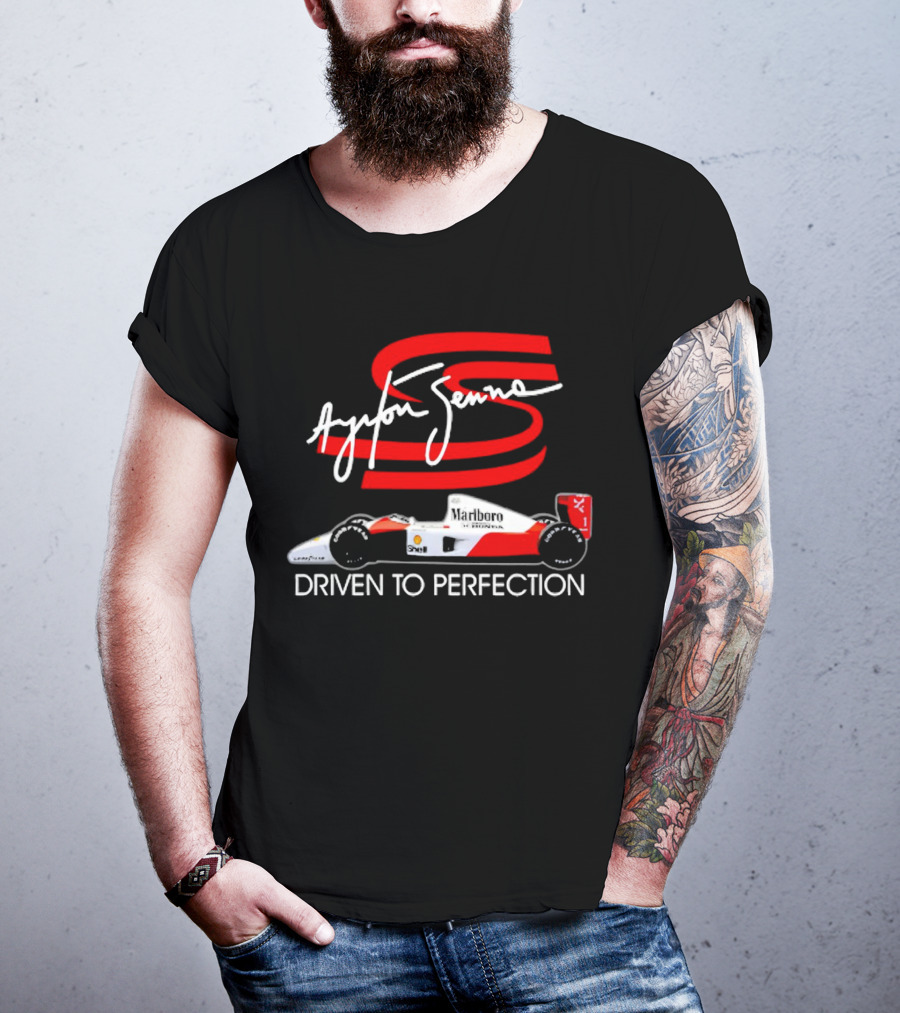 Ayrton Senna Driven To Perfection Marlboro Racing Car T-Shirt